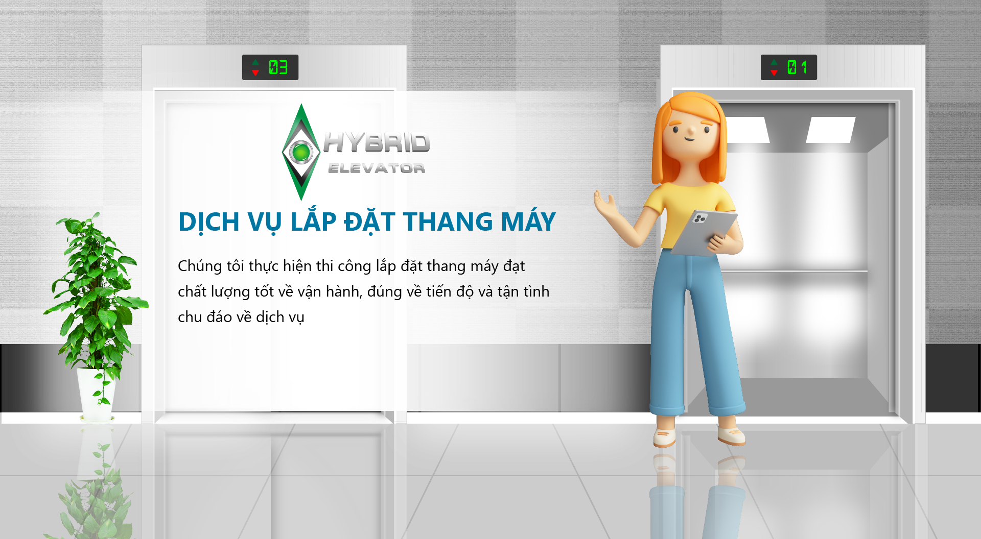 Thi công, lắp đặt thang máy - Thang Máy HYBRID - Công Ty TNHH Thang Máy HYBRID